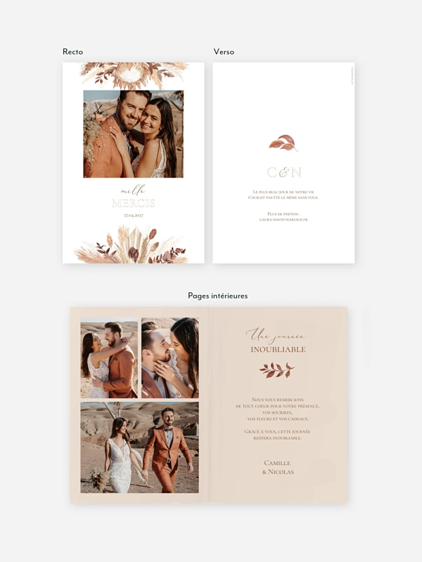 Carte de remerciements Bohemian Bouquet