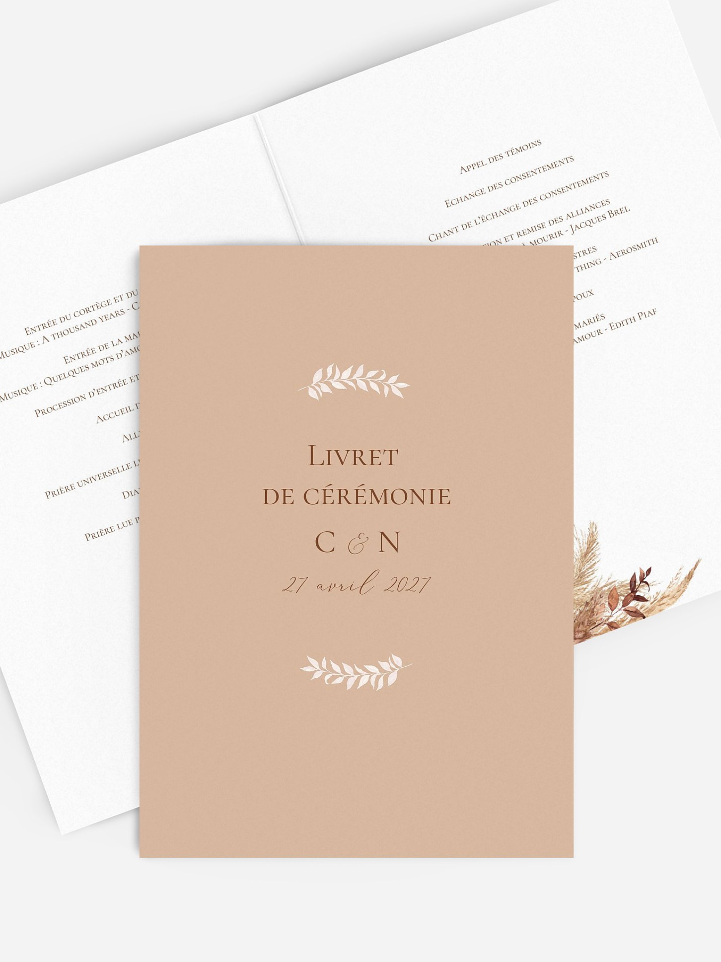Livret de messe mariage Bohemian Bouquet