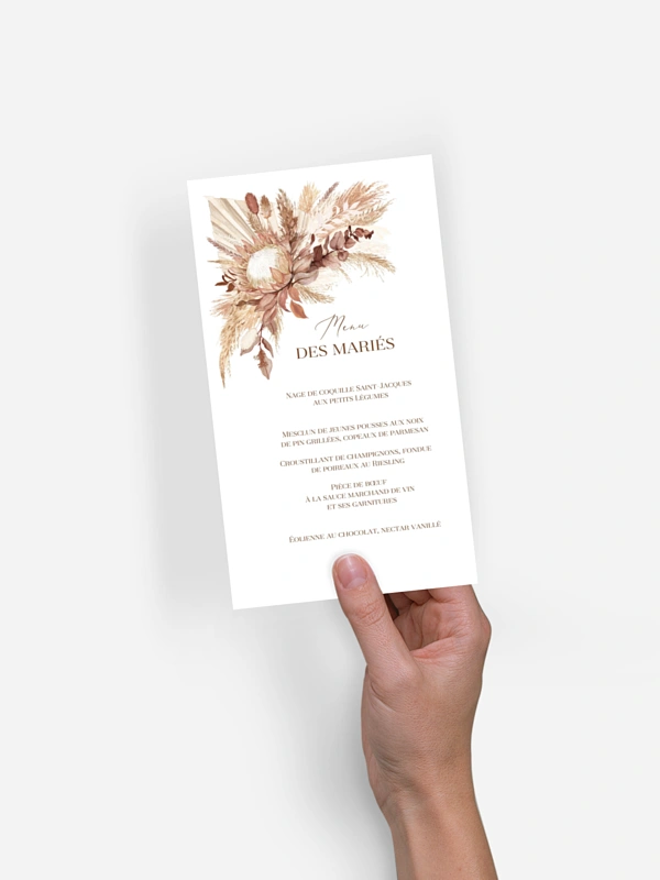 Menu mariage Bohemian Bouquet