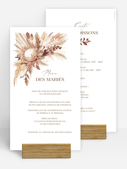 Menu mariage Bohemian Bouquet