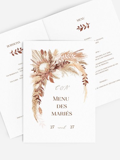 Menu mariage Bohemian Bouquet