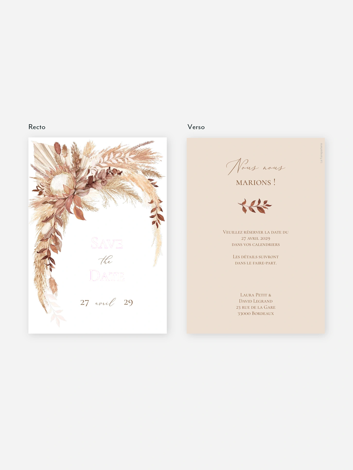 Save the date Bohemian Bouquet