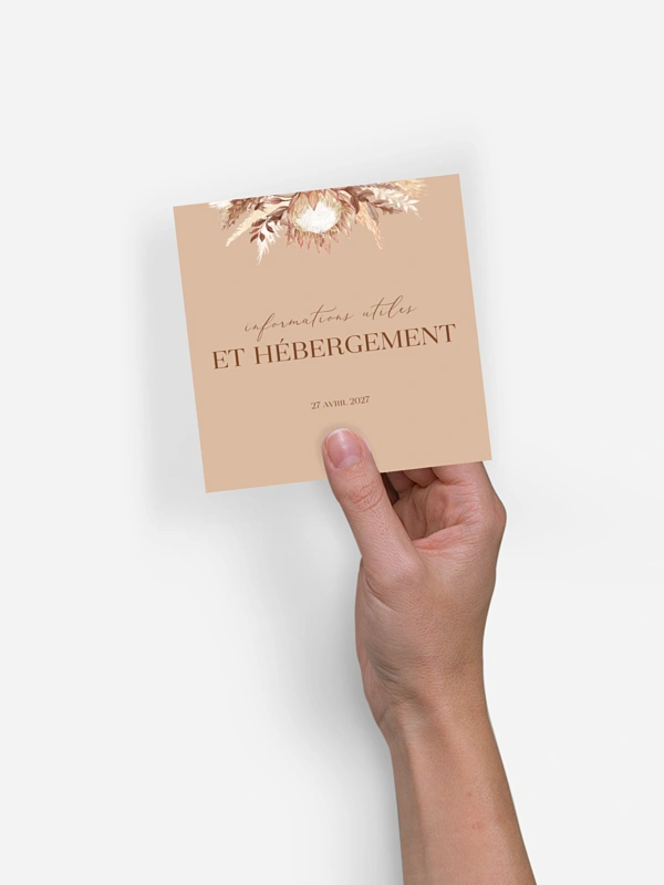 Carton information hébergement Bohemian Bouquet