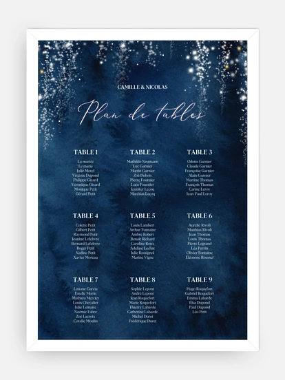 Poster plan de table mariage Magic night
