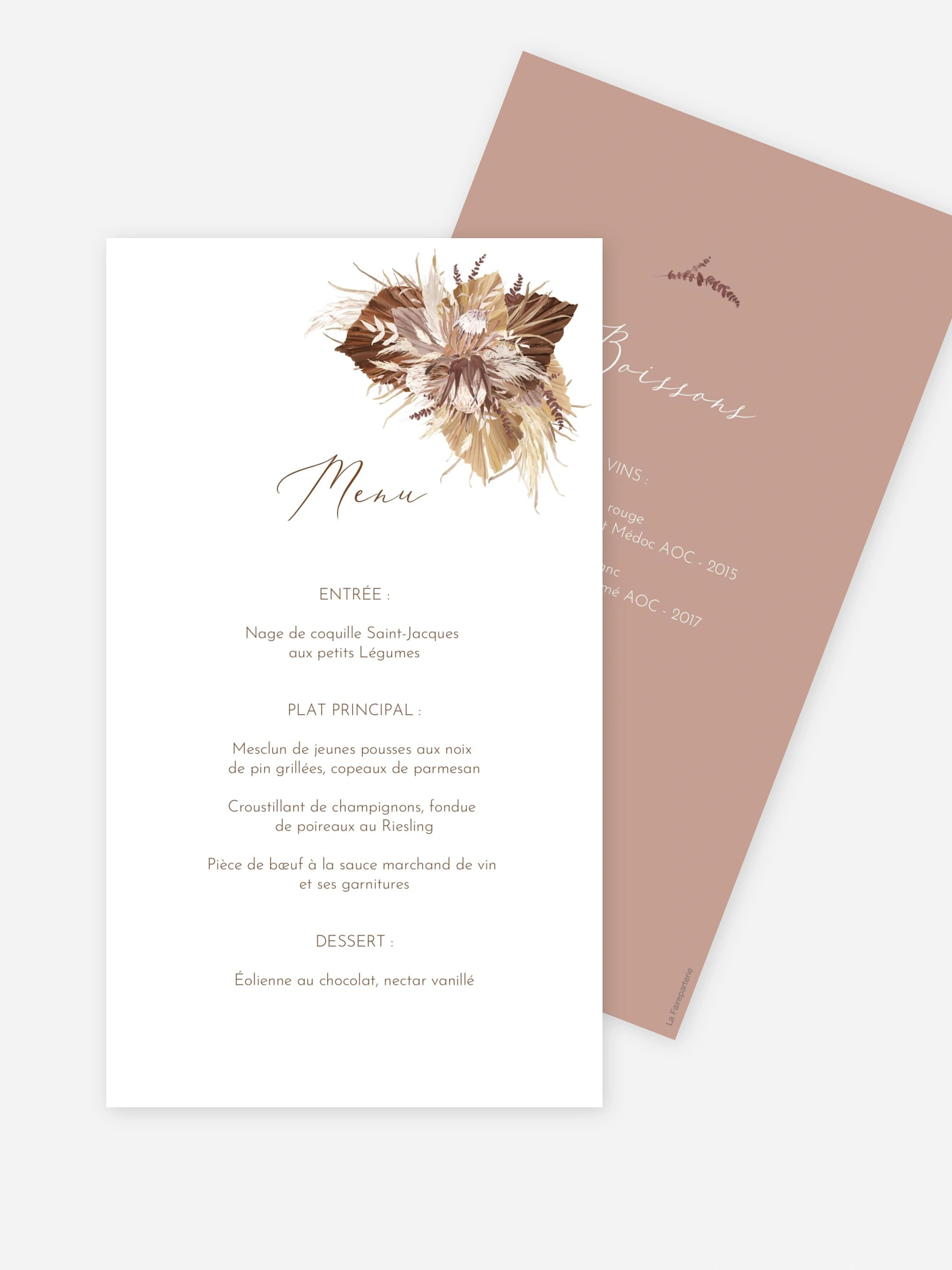 Menu mariage Rêve bohème