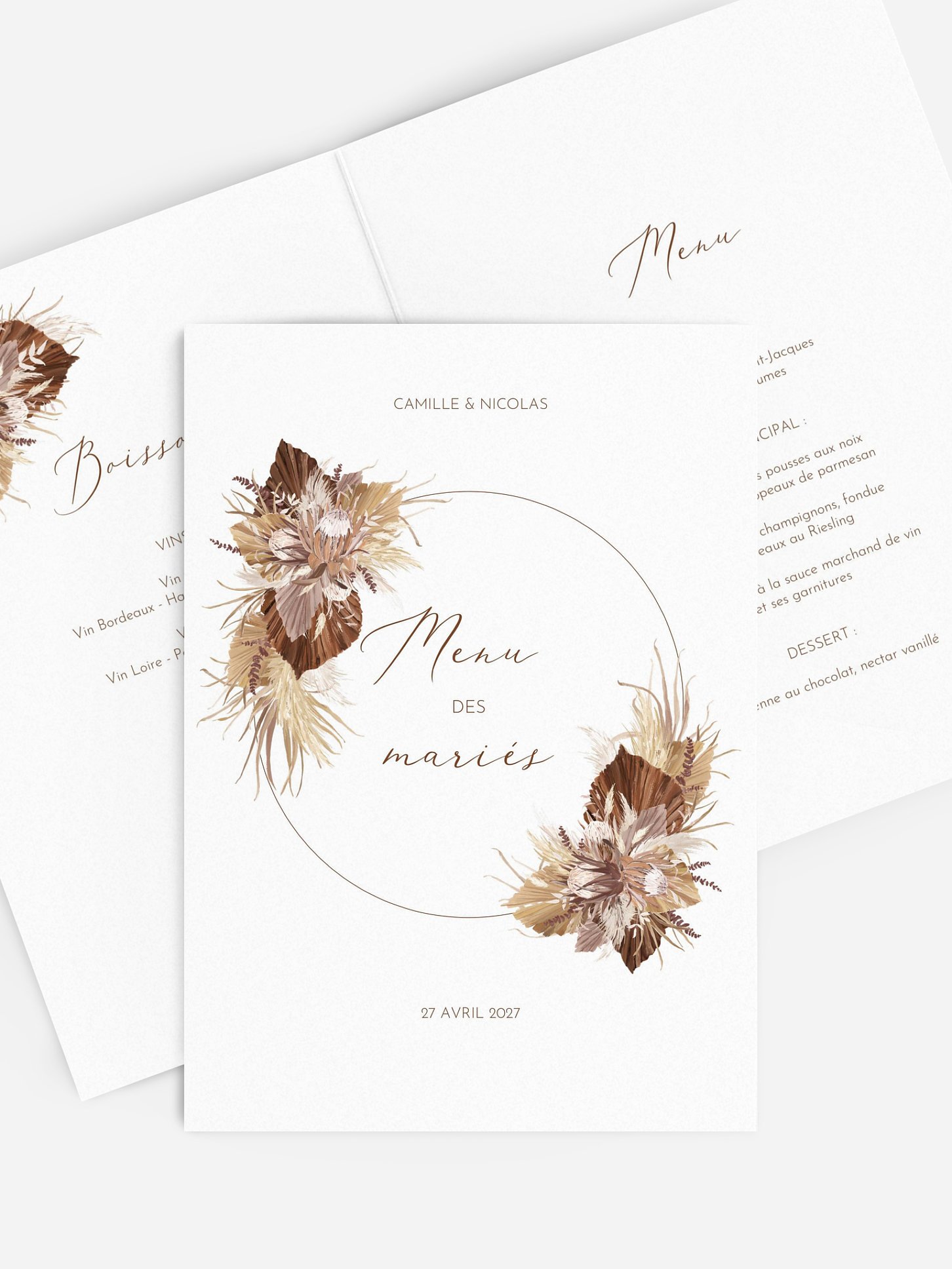 Menu mariage Rêve bohème