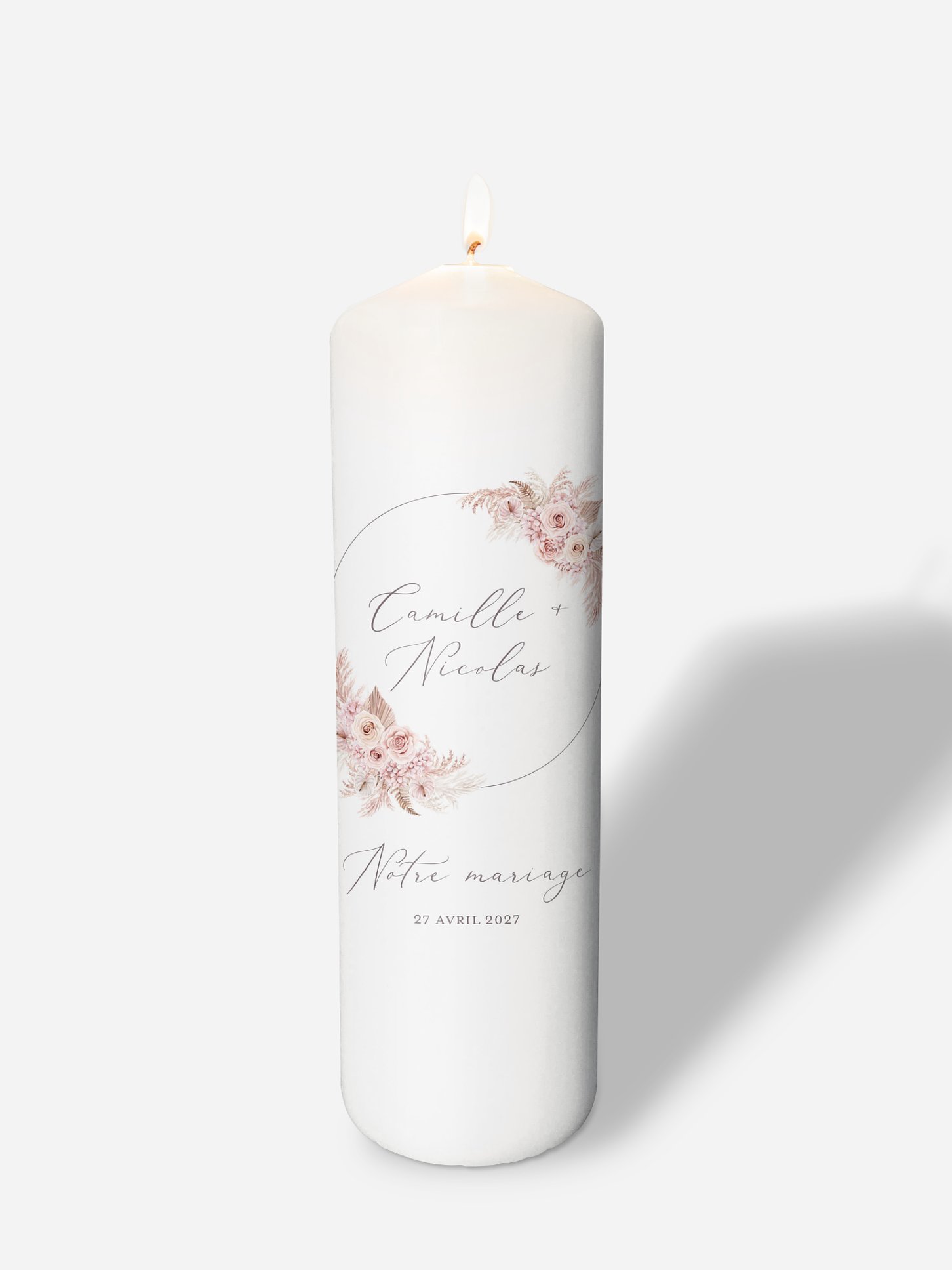 Bougie mariage Portrait fleuri