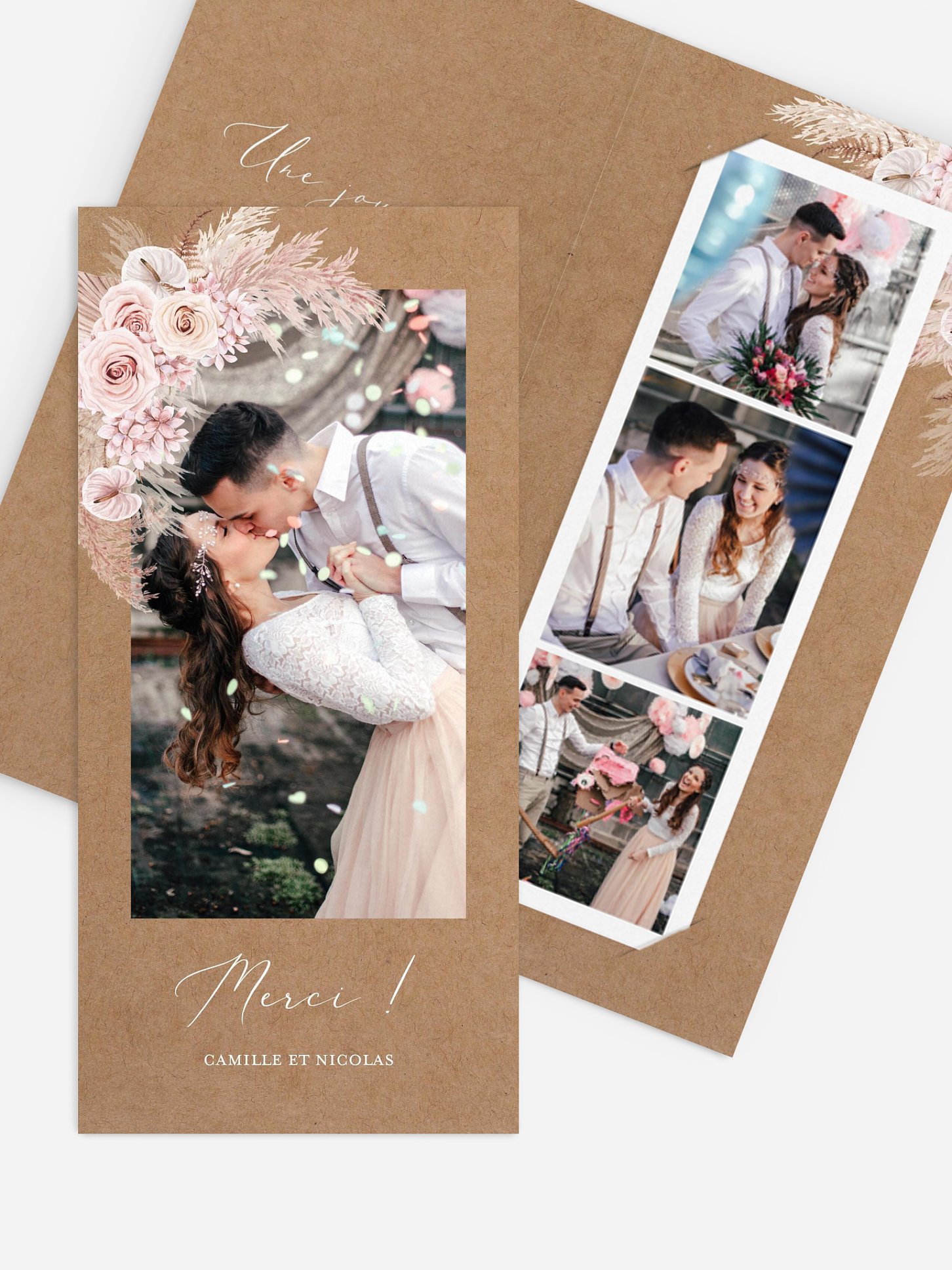 Carte de remerciements Portrait fleuri