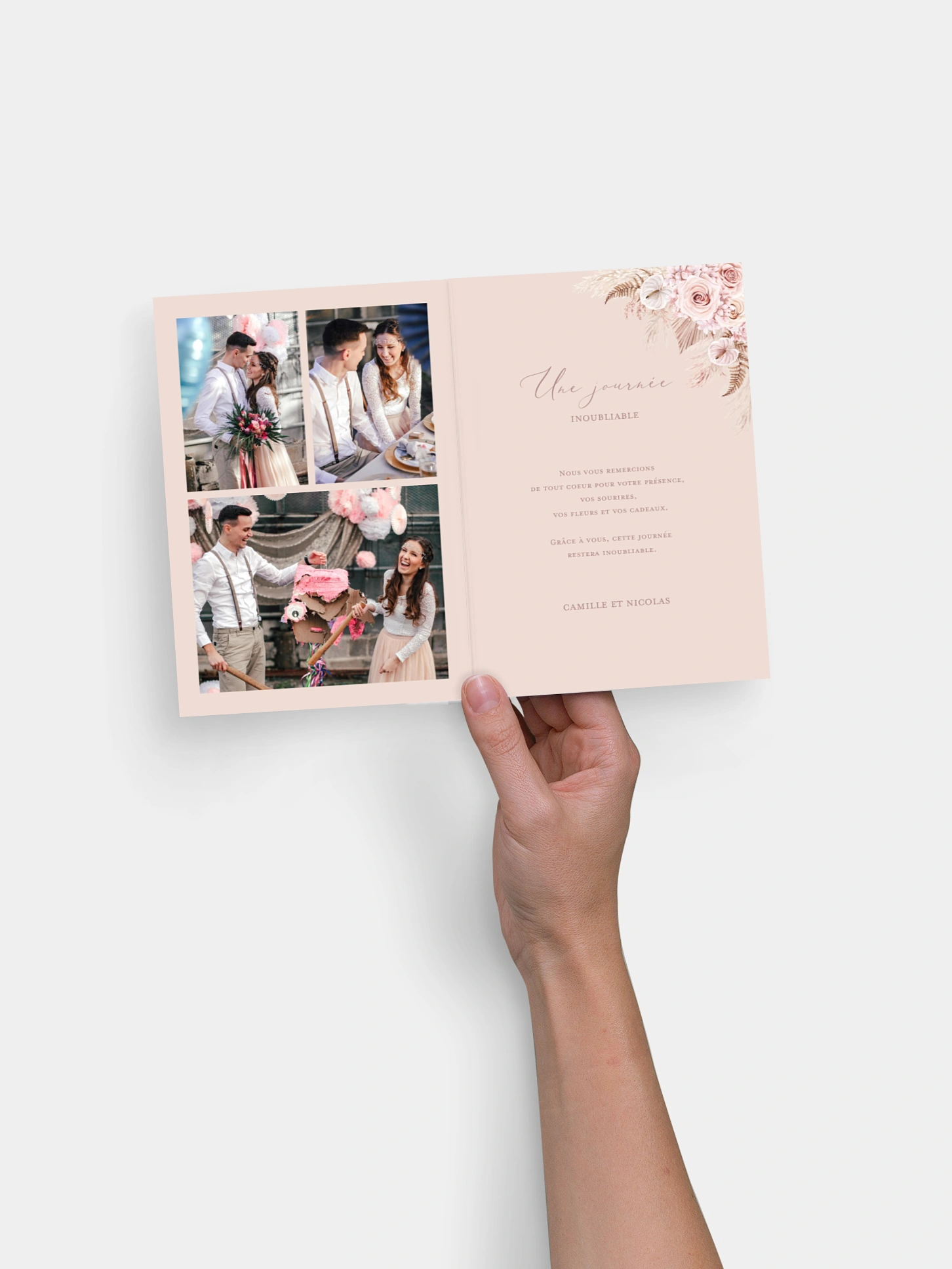 Carte de remerciements Portrait fleuri