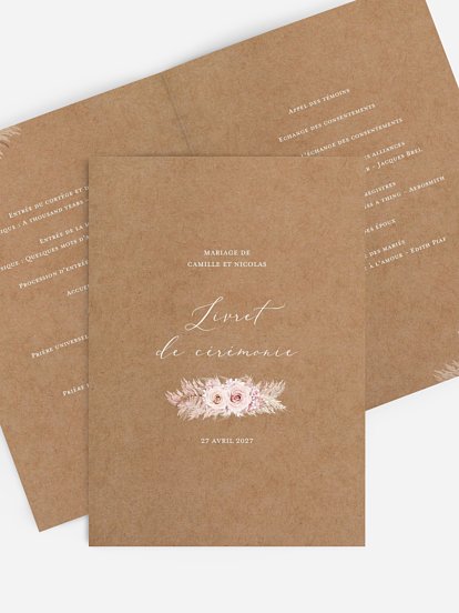 Livret de messe mariage Portrait fleuri