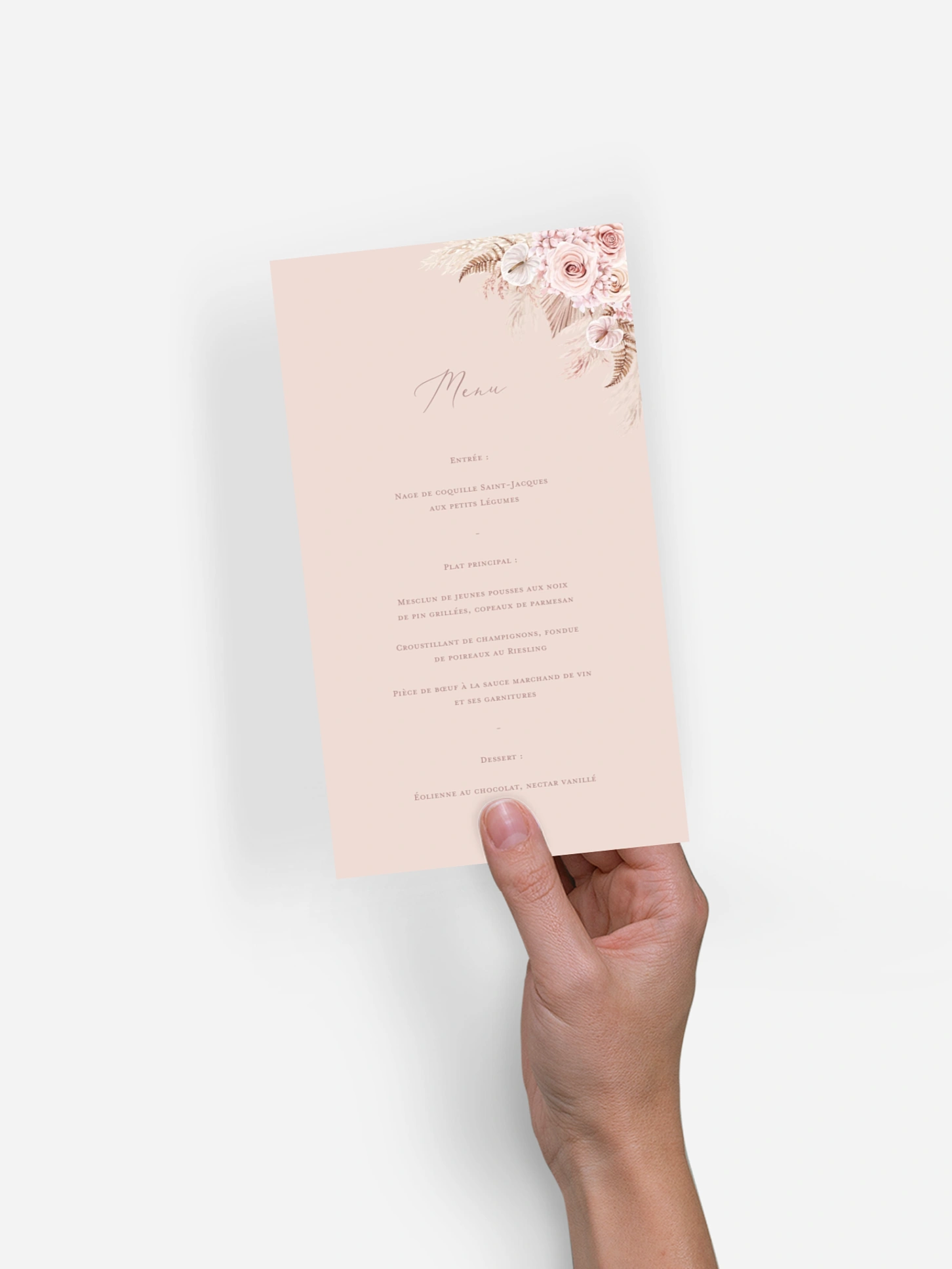 Menu mariage Portrait fleuri