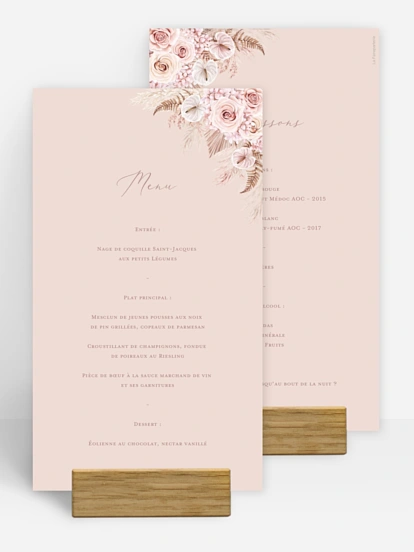 Menu mariage Portrait fleuri