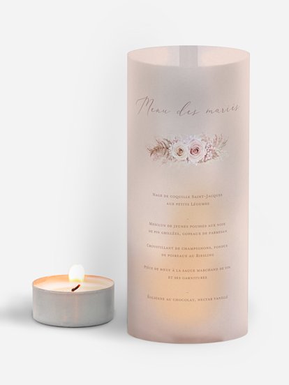 Menu mariage Portrait fleuri