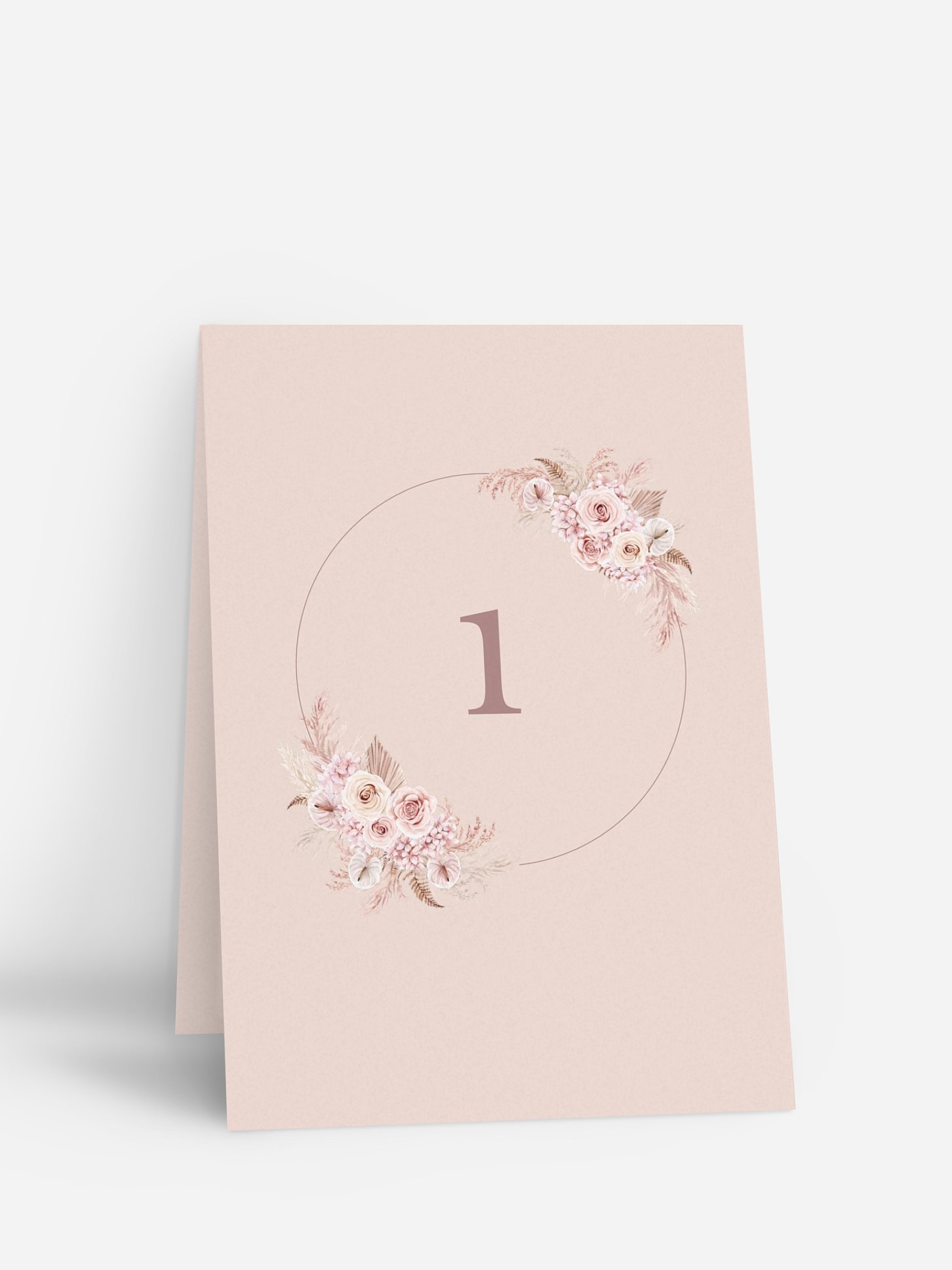 Numéro de table mariage Portrait fleuri