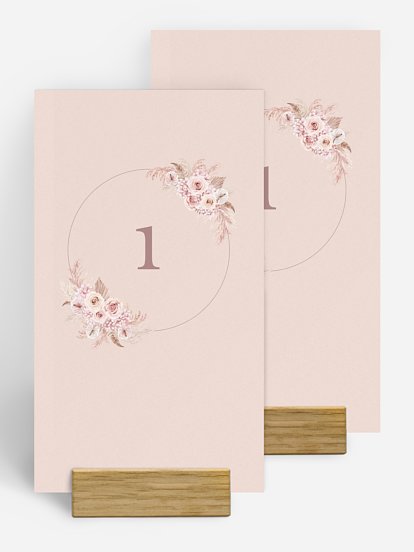 Numéro de table mariage Portrait fleuri
