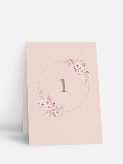 Numéro de table mariage Portrait fleuri