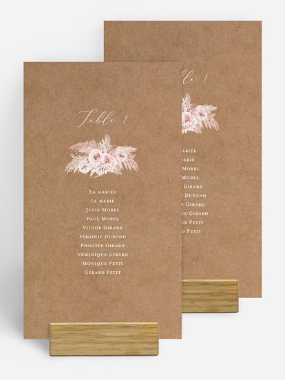 Nom de table mariage Portrait fleuri