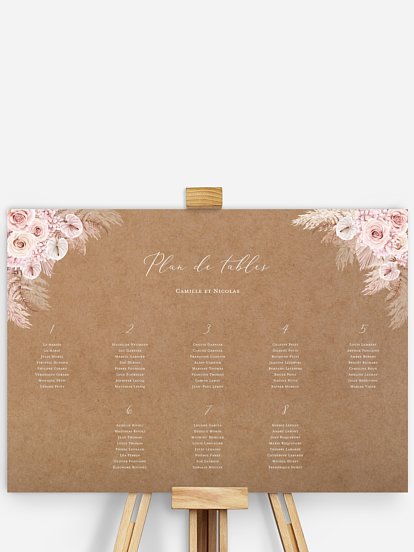 Poster plan de table mariage Portrait fleuri