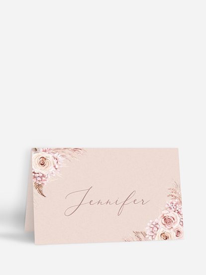 Marque-place mariage Portrait fleuri