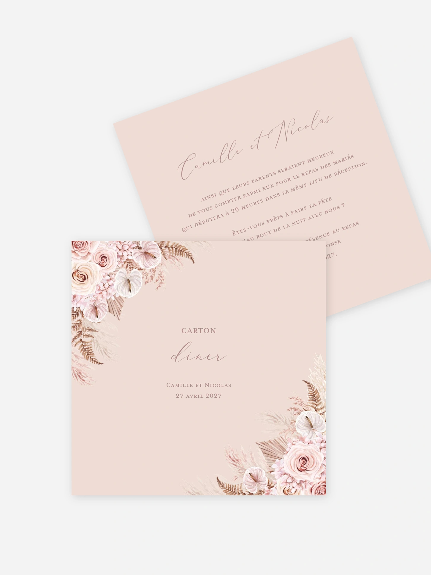 Carton d'invitation Portrait fleuri