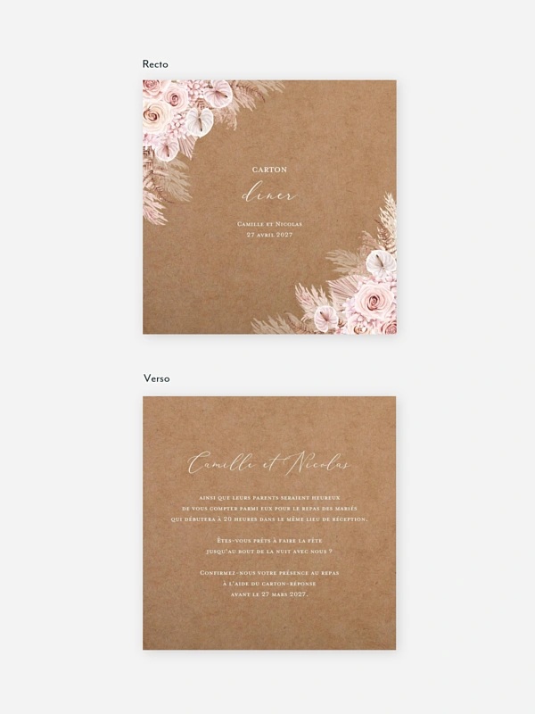 Carton d'invitation Portrait fleuri