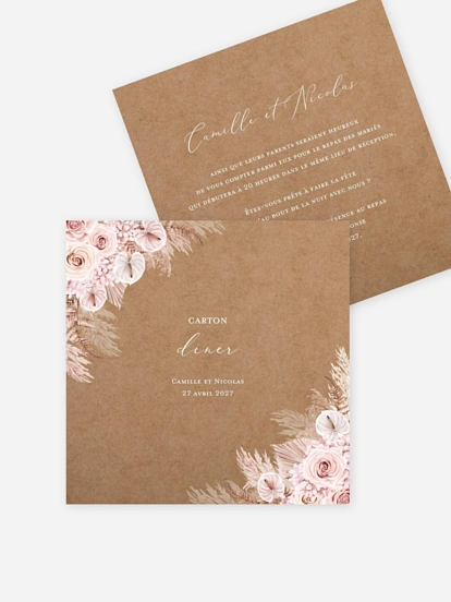 Carton d'invitation Portrait fleuri