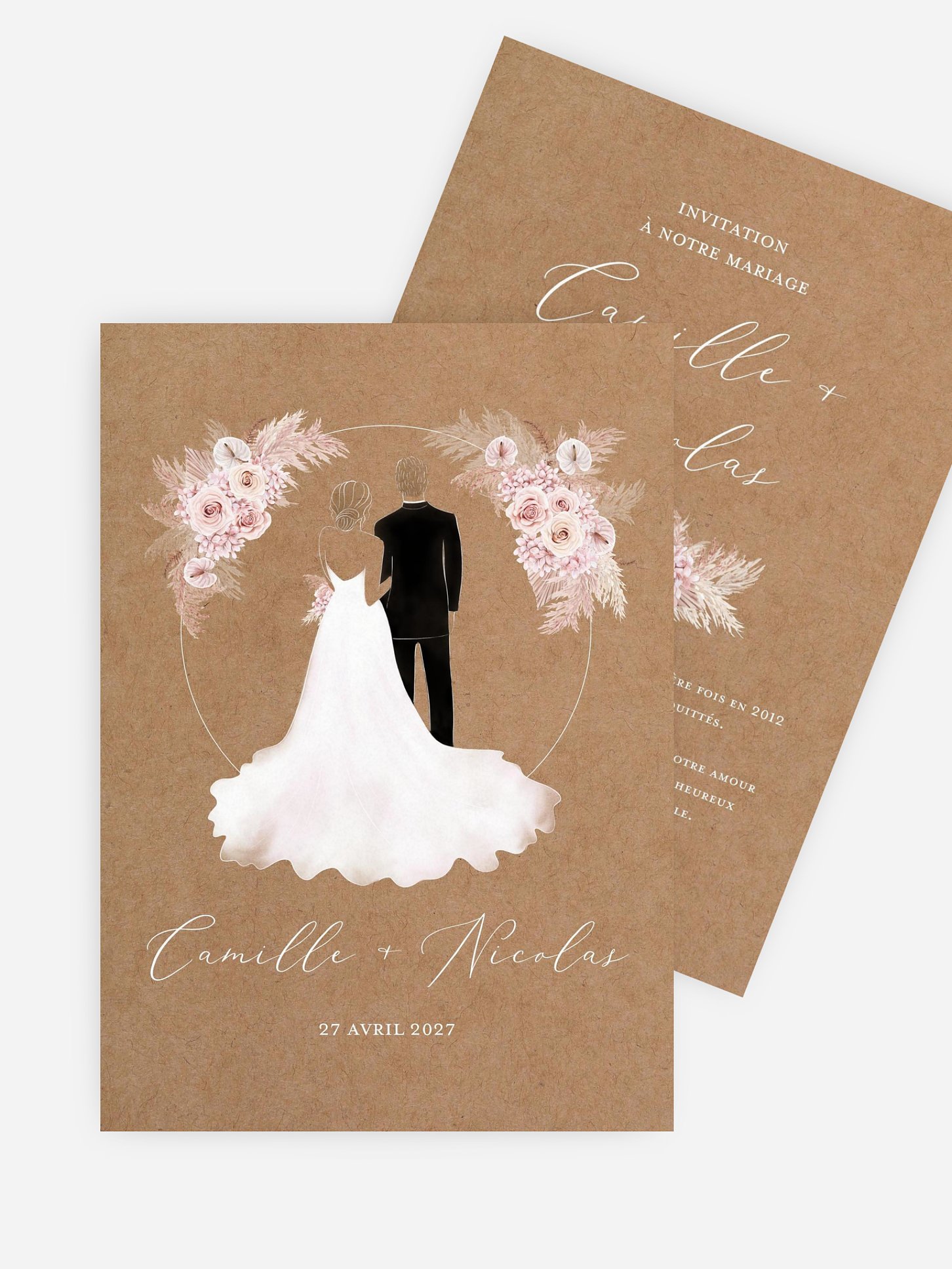 Faire-part de mariage Portrait fleuri