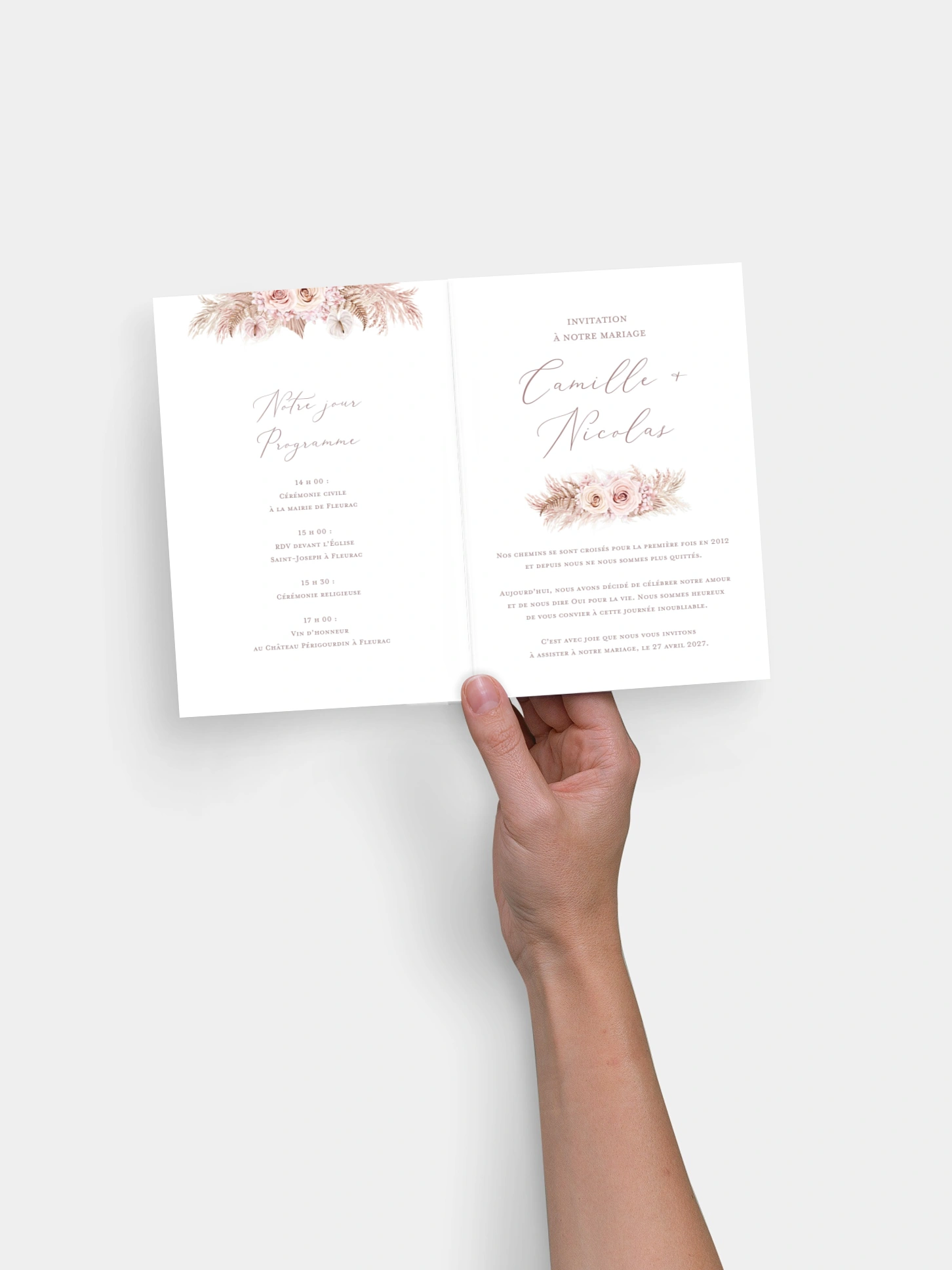 Faire-part de mariage Portrait fleuri