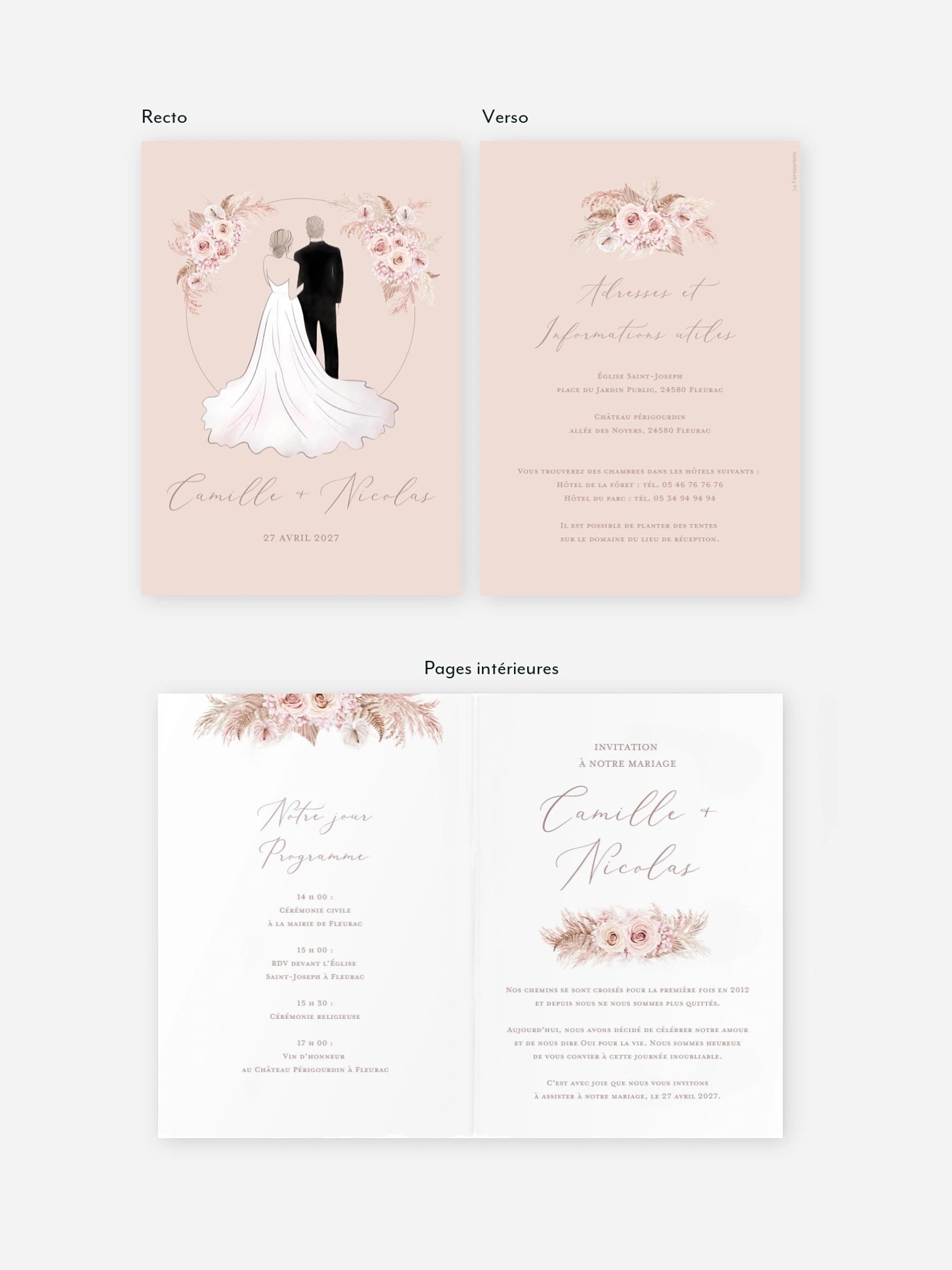 Faire-part de mariage Portrait fleuri