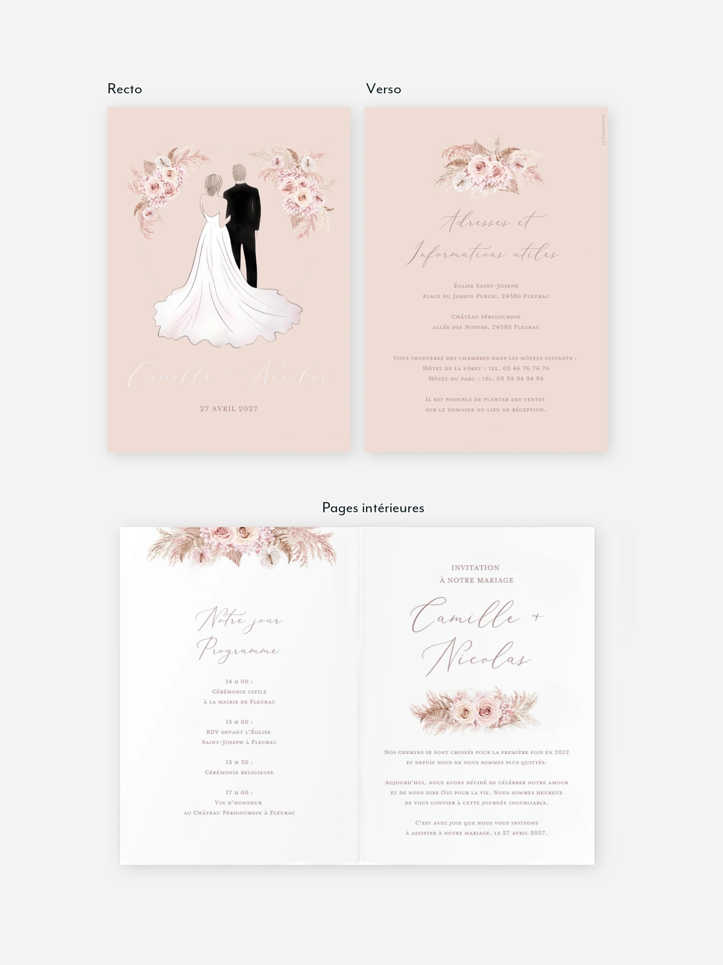 Faire-part de mariage Portrait fleuri