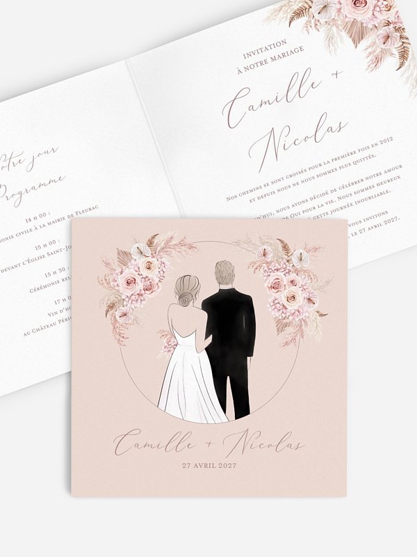 Faire-part de mariage Portrait fleuri