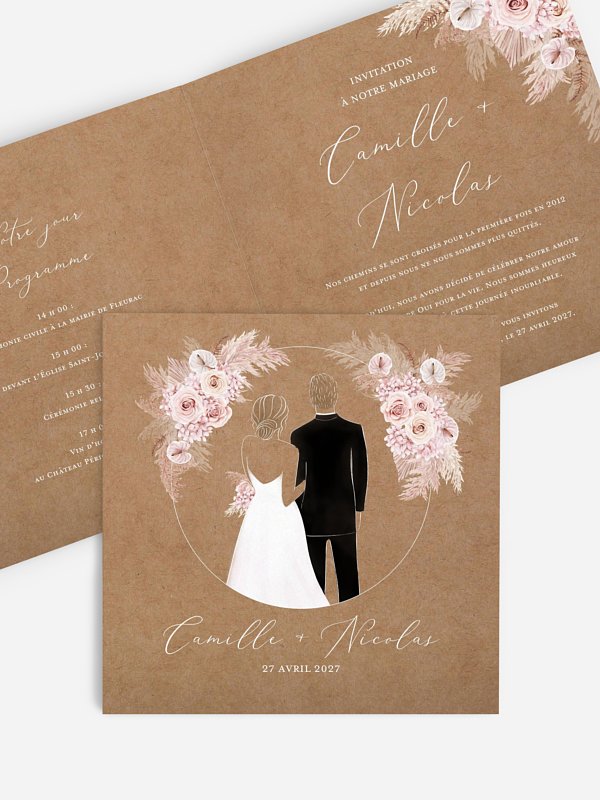 Faire-part de mariage Portrait fleuri