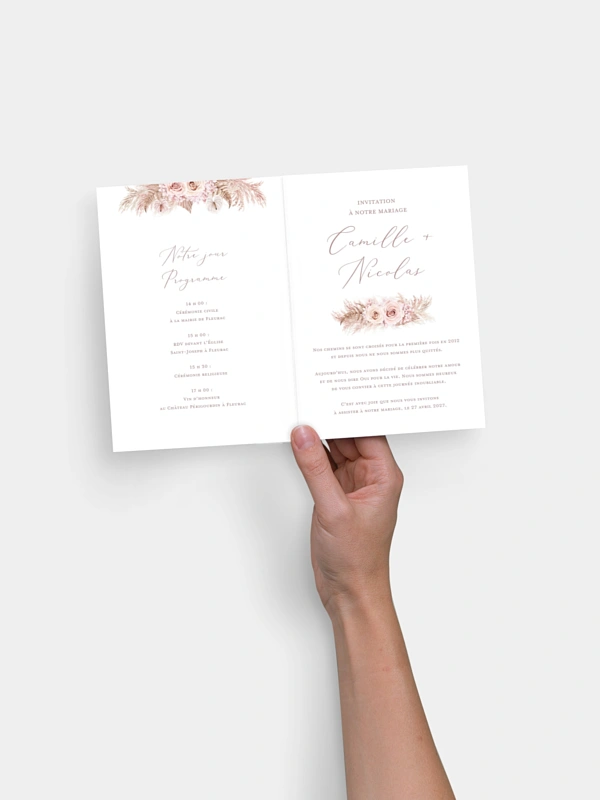 Faire-part de mariage Portrait fleuri