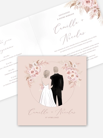 Faire-part de mariage Portrait fleuri
