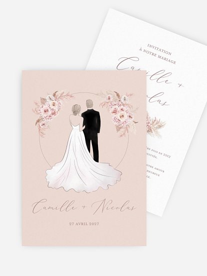 Faire-part de mariage Portrait fleuri