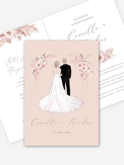 Faire-part de mariage Portrait fleuri