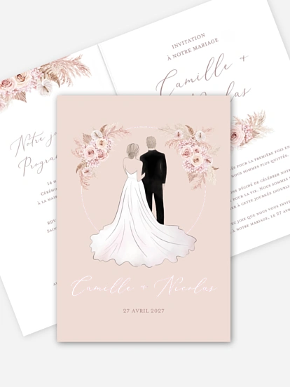 Faire-part de mariage Portrait fleuri