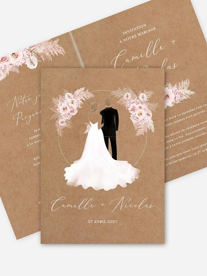 Faire-part de mariage Portrait fleuri