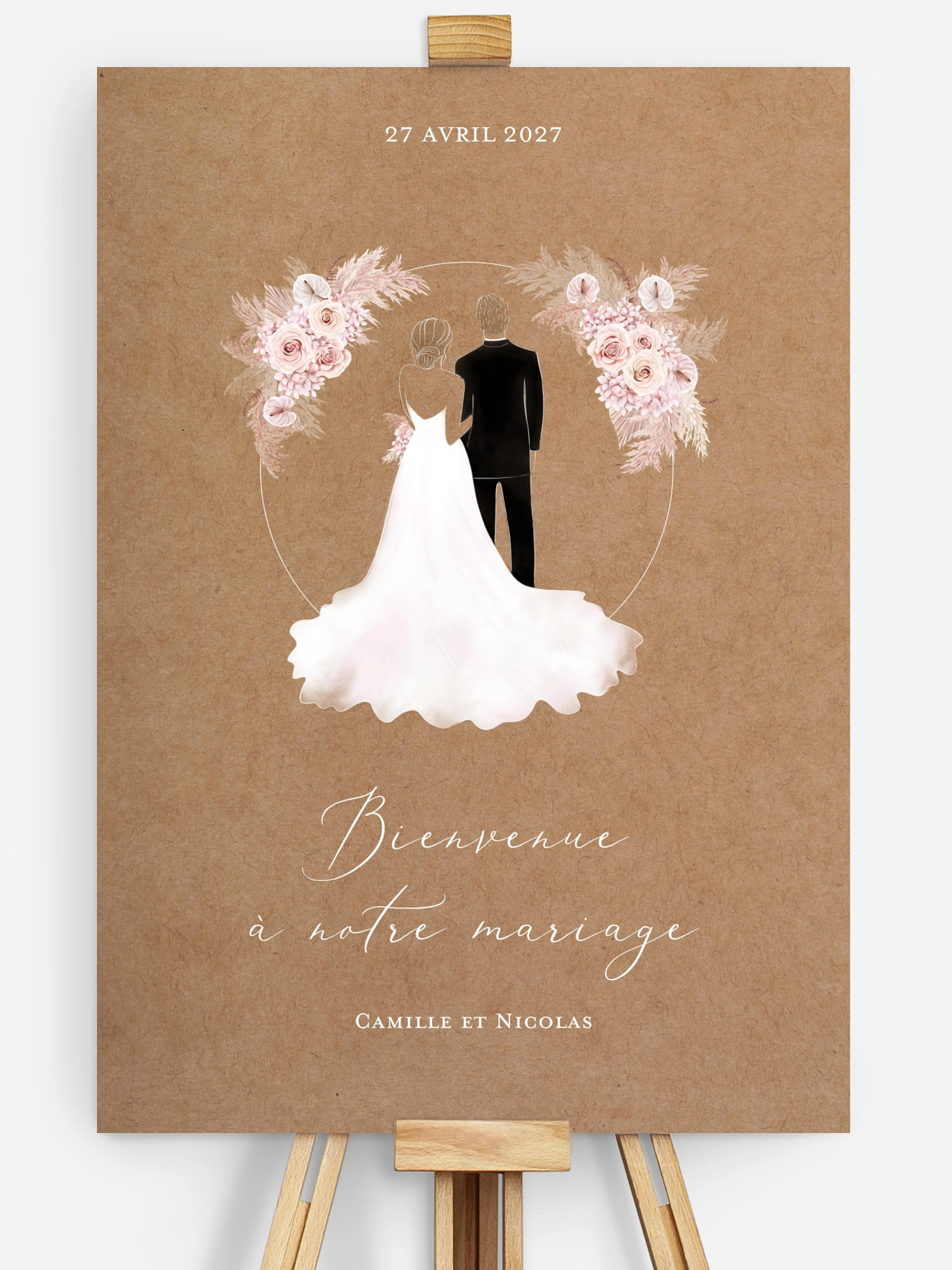 Poster bienvenue mariage Portrait fleuri