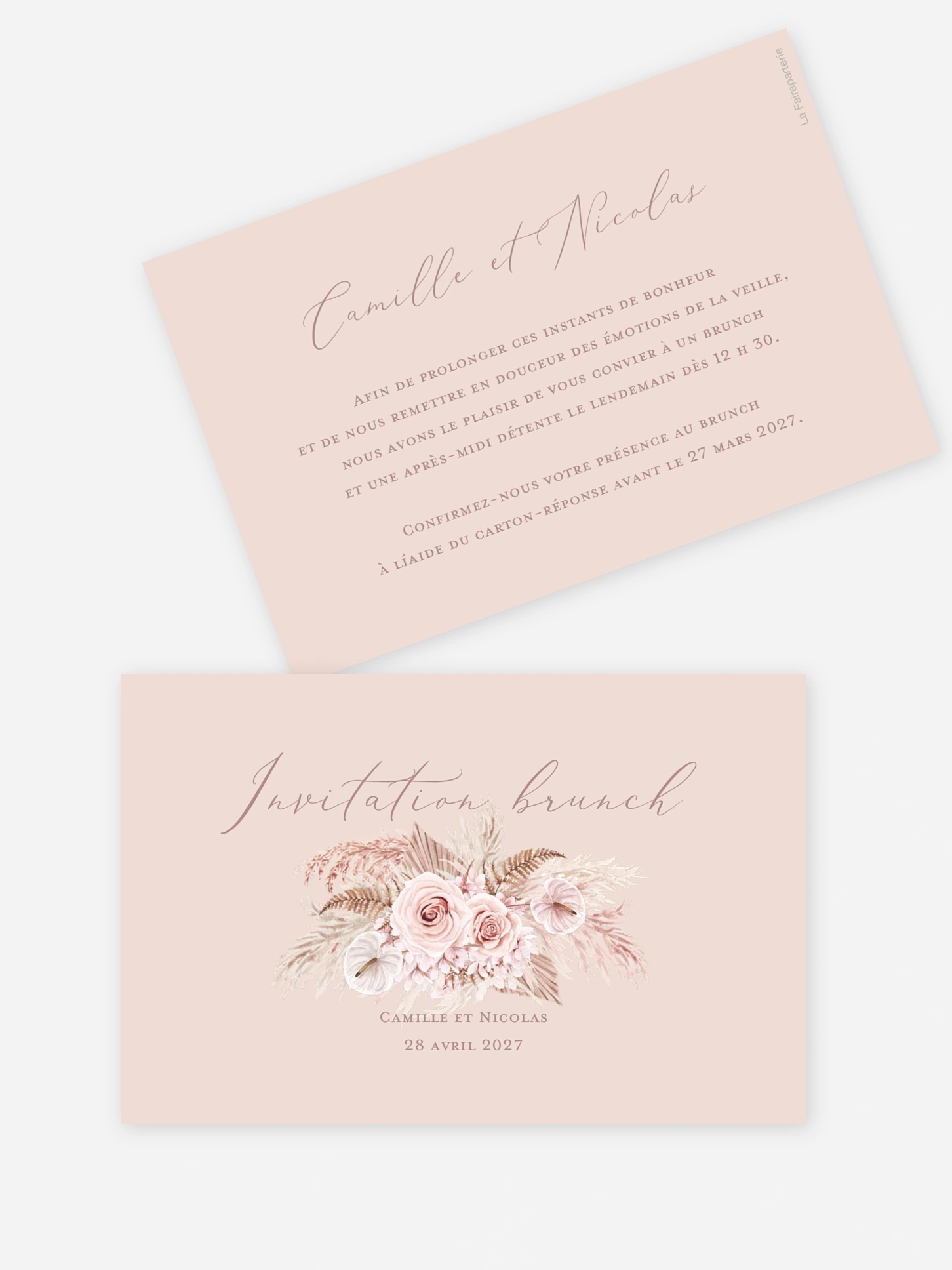 Carte brunch Portrait fleuri