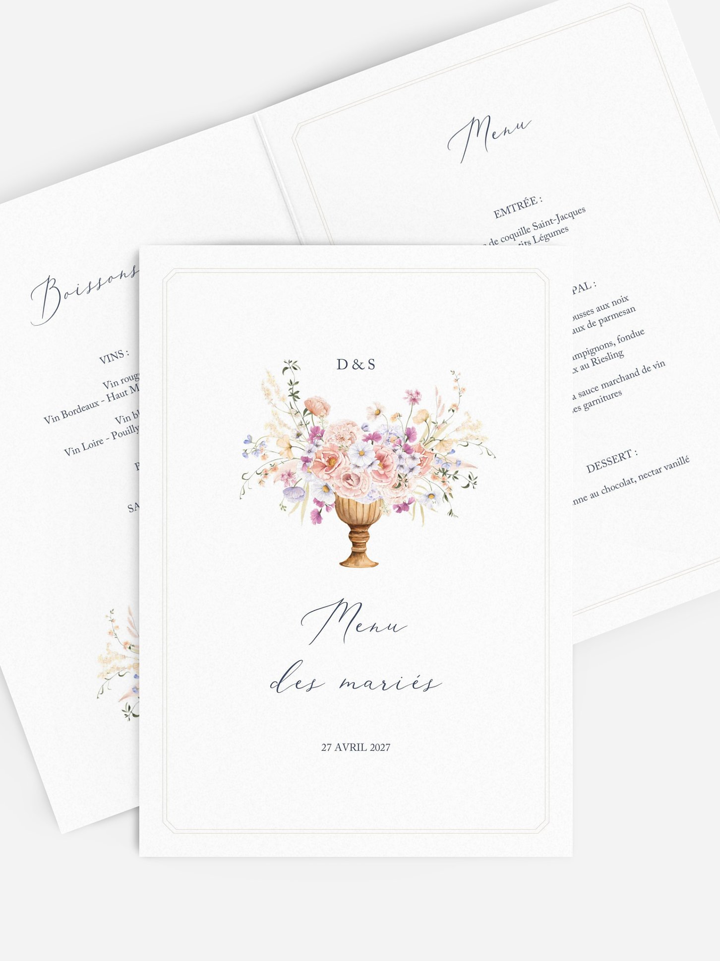 Menu mariage Bouquet majestic