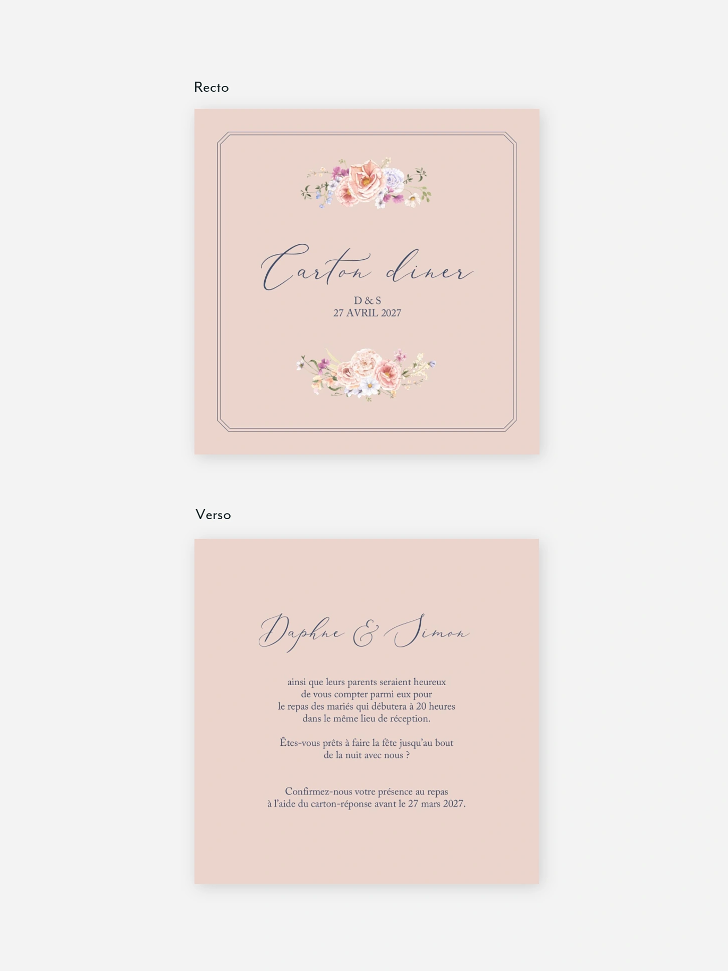 Carton d'invitation Bouquet majestic