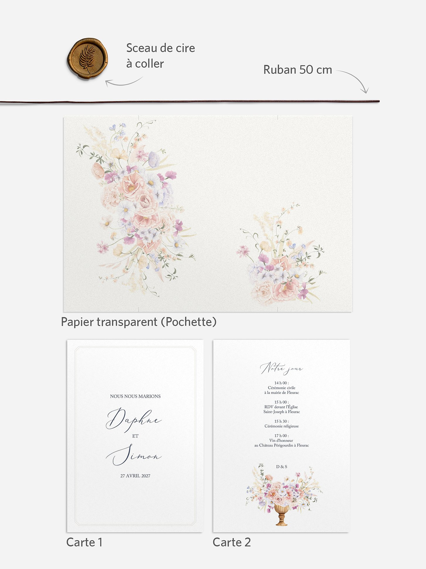 Faire-part de mariage Bouquet majestic