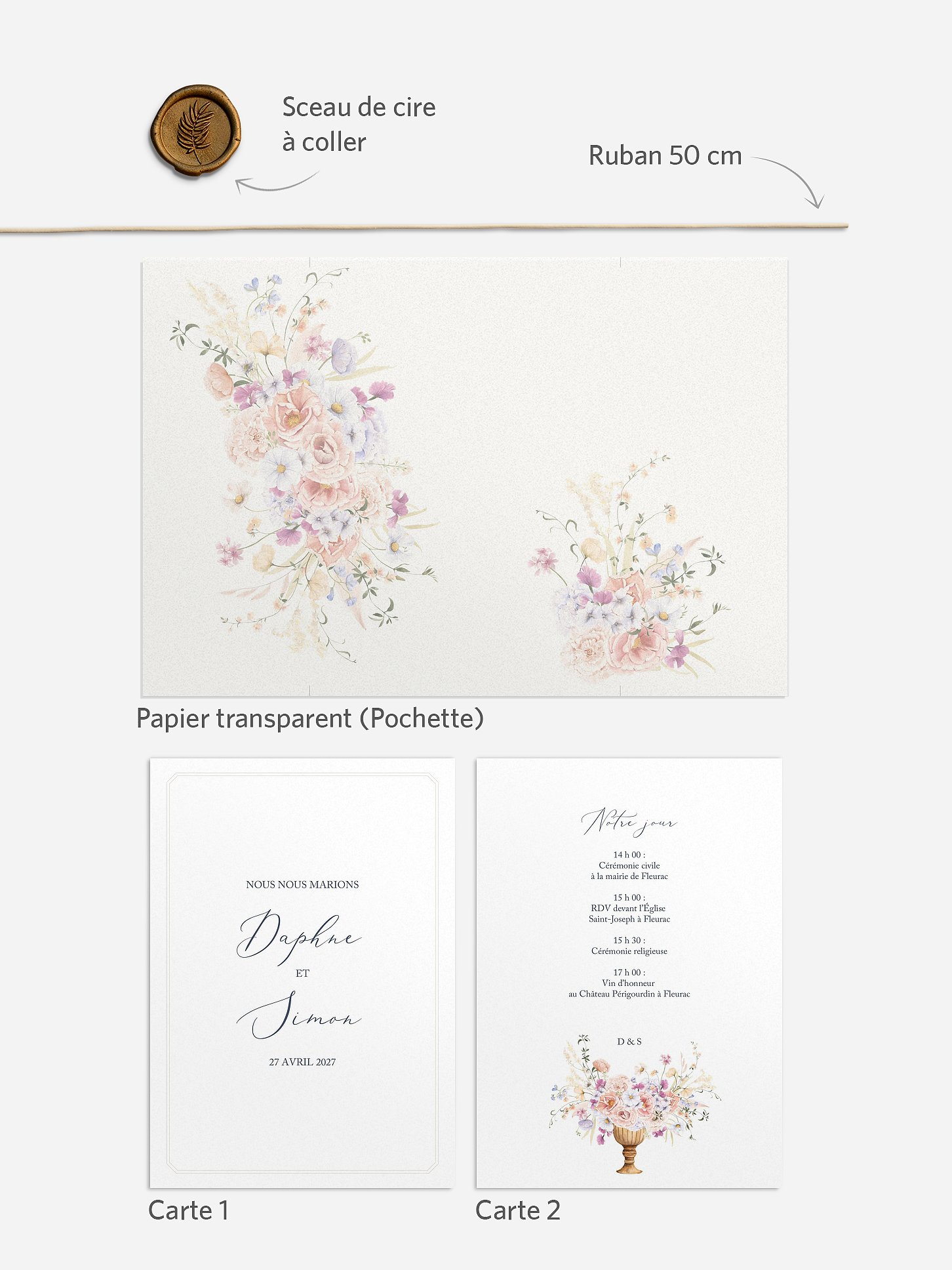 Faire-part de mariage Bouquet majestic