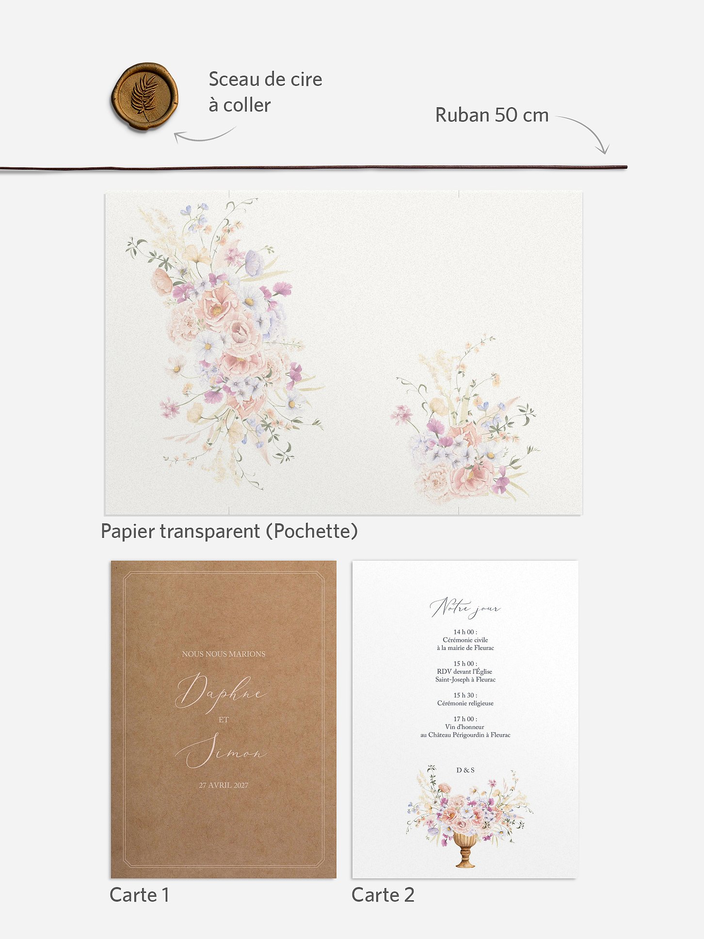 Faire-part de mariage Bouquet majestic