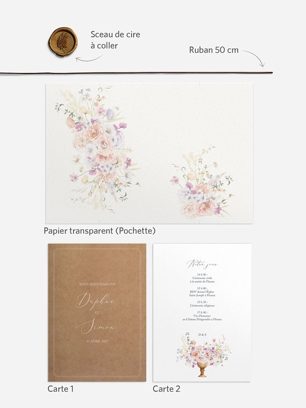 Faire-part de mariage Bouquet majestic