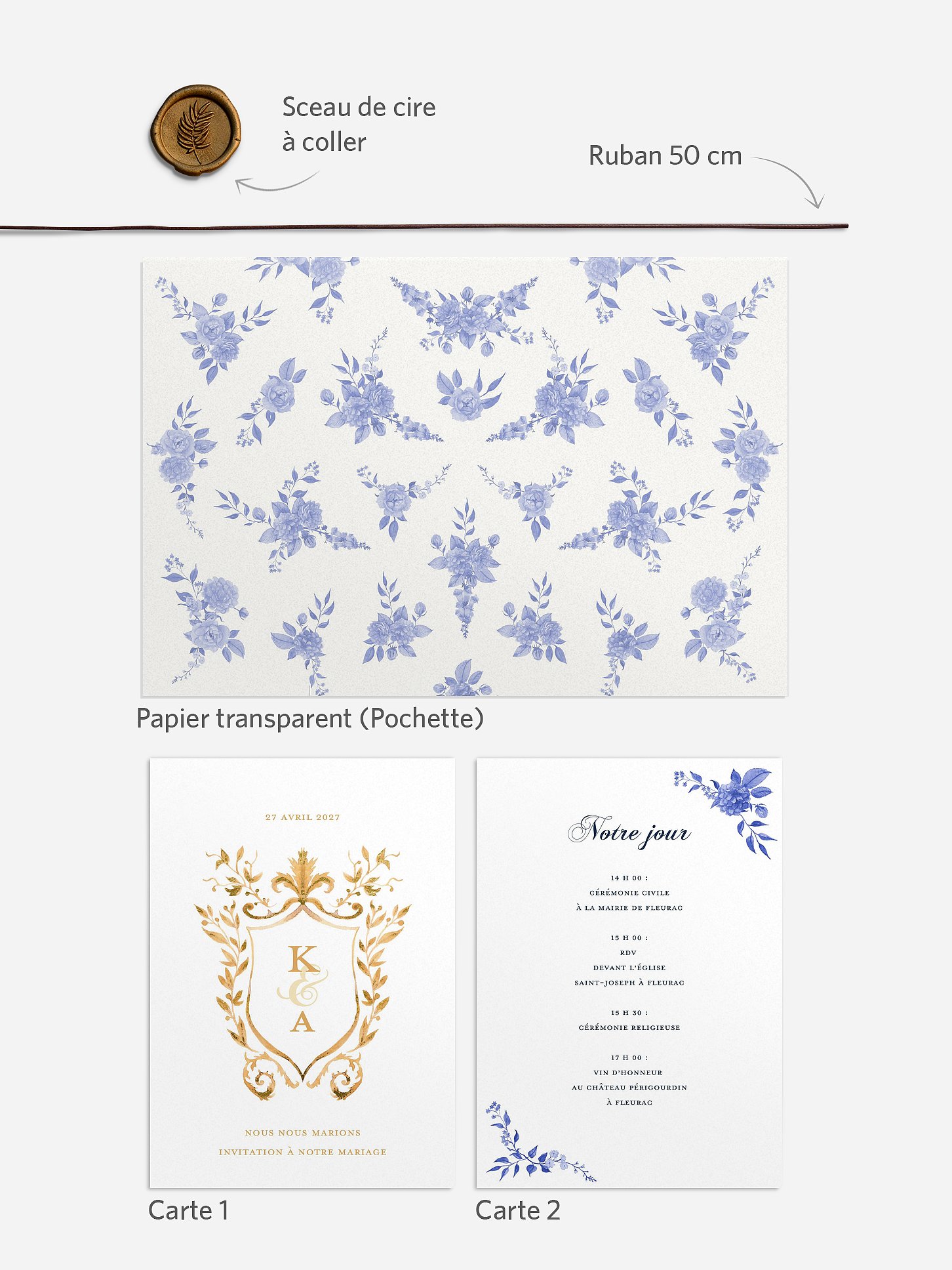 Faire-part de mariage Fleurs royales