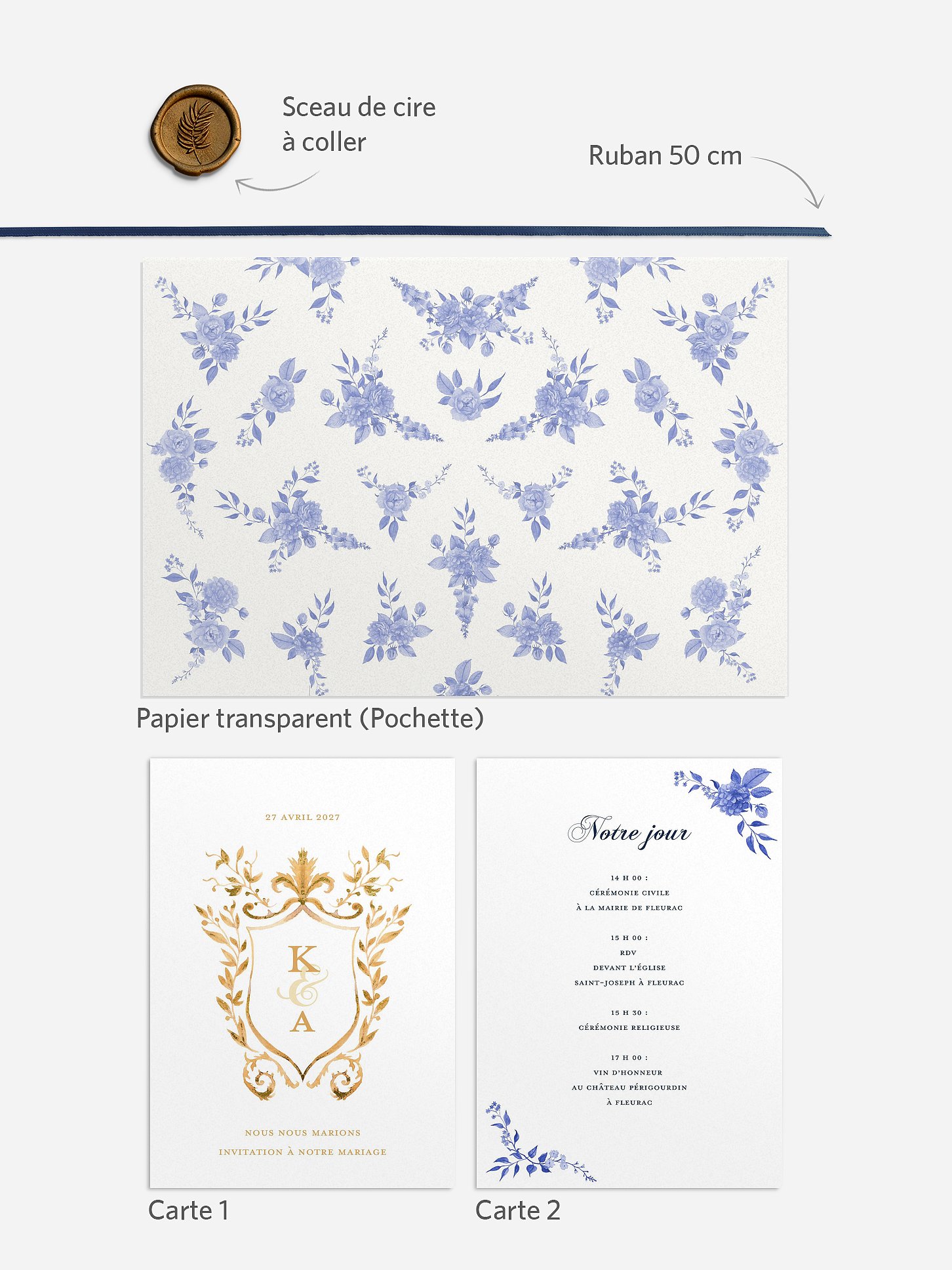 Faire-part de mariage Fleurs royales