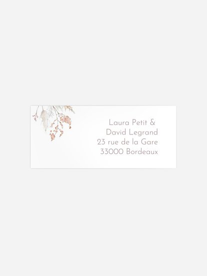 Étiquette expéditeur mariage Fleurs filigranes