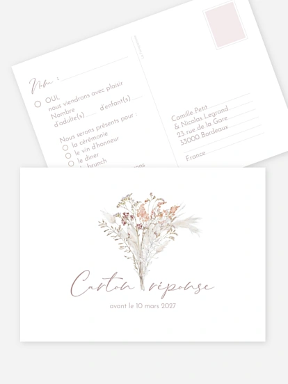 Carton réponse Fleurs filigranes